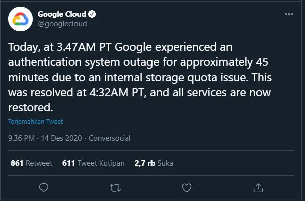 Tweet Google Down