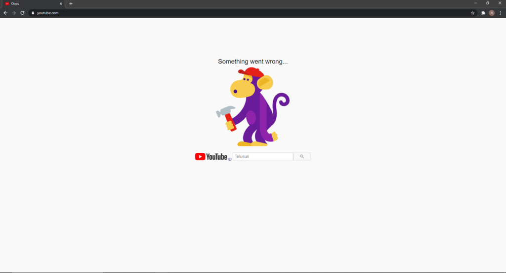 YouTube Website Desktop Error
