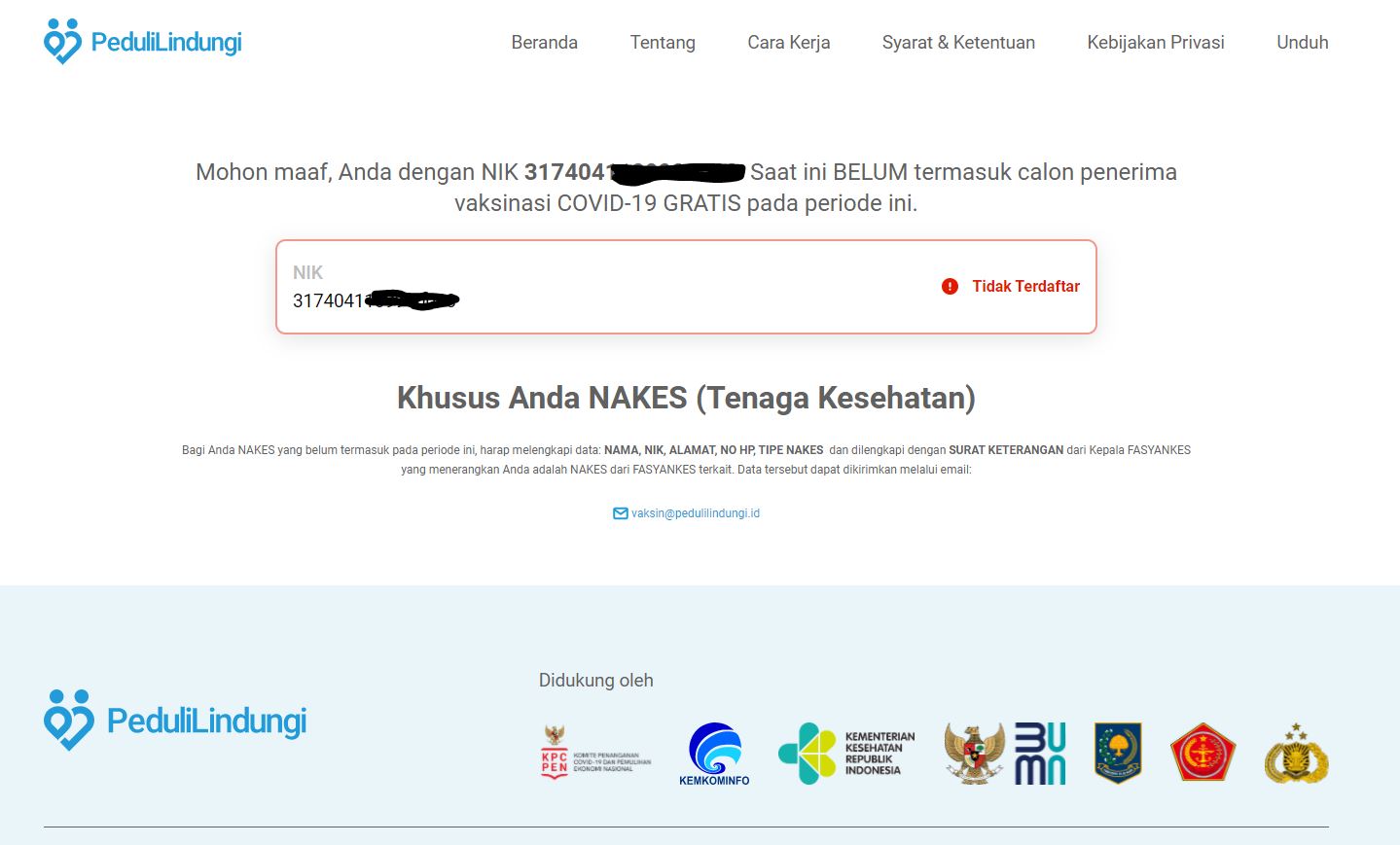 Belum Terdaftar Vaksin Peduli Lindungi