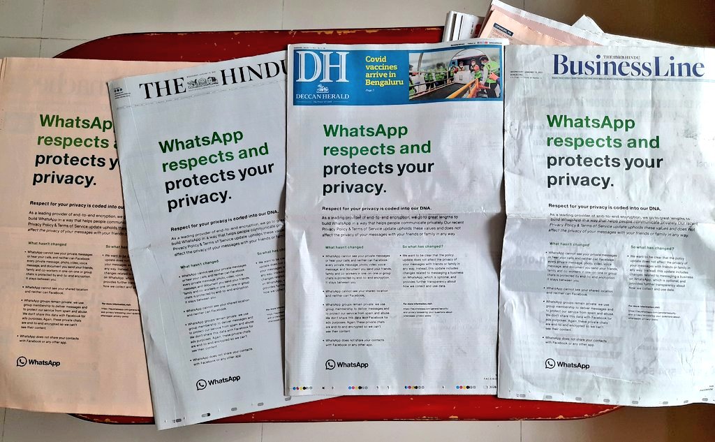 WhatsApp di Media Cetak India